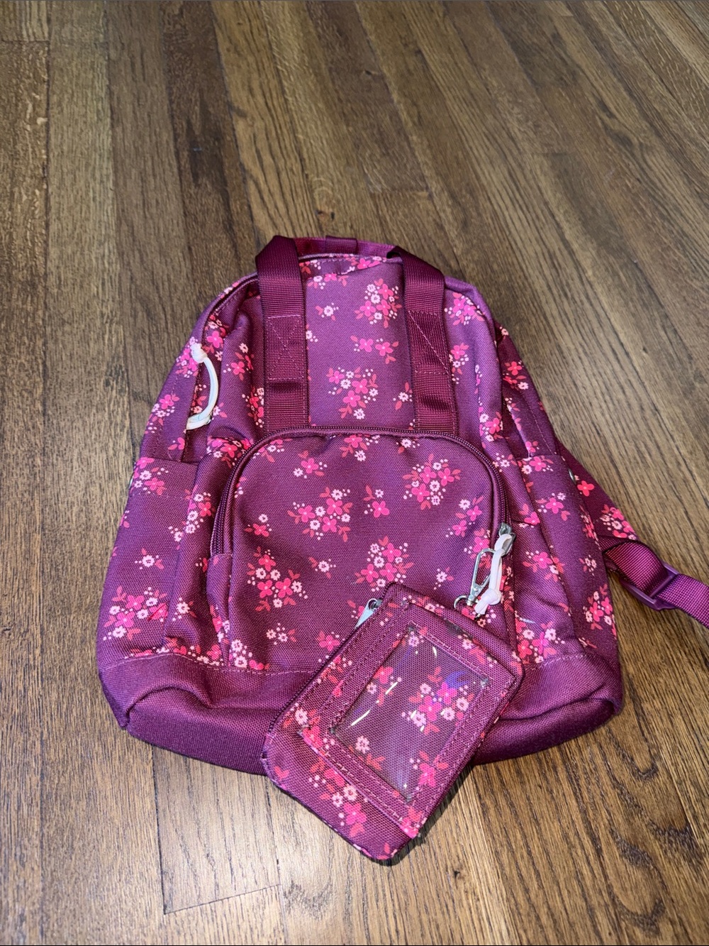 Mini Floral Backpack in Plum Pink with ID Pouch